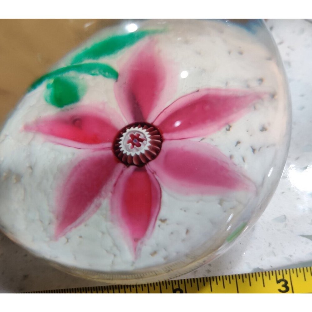 Murano Glass? LAMPWORK Poinsettia FLOWER Marshmallow White "SNOW" Paperweight - Picture 12 of 13